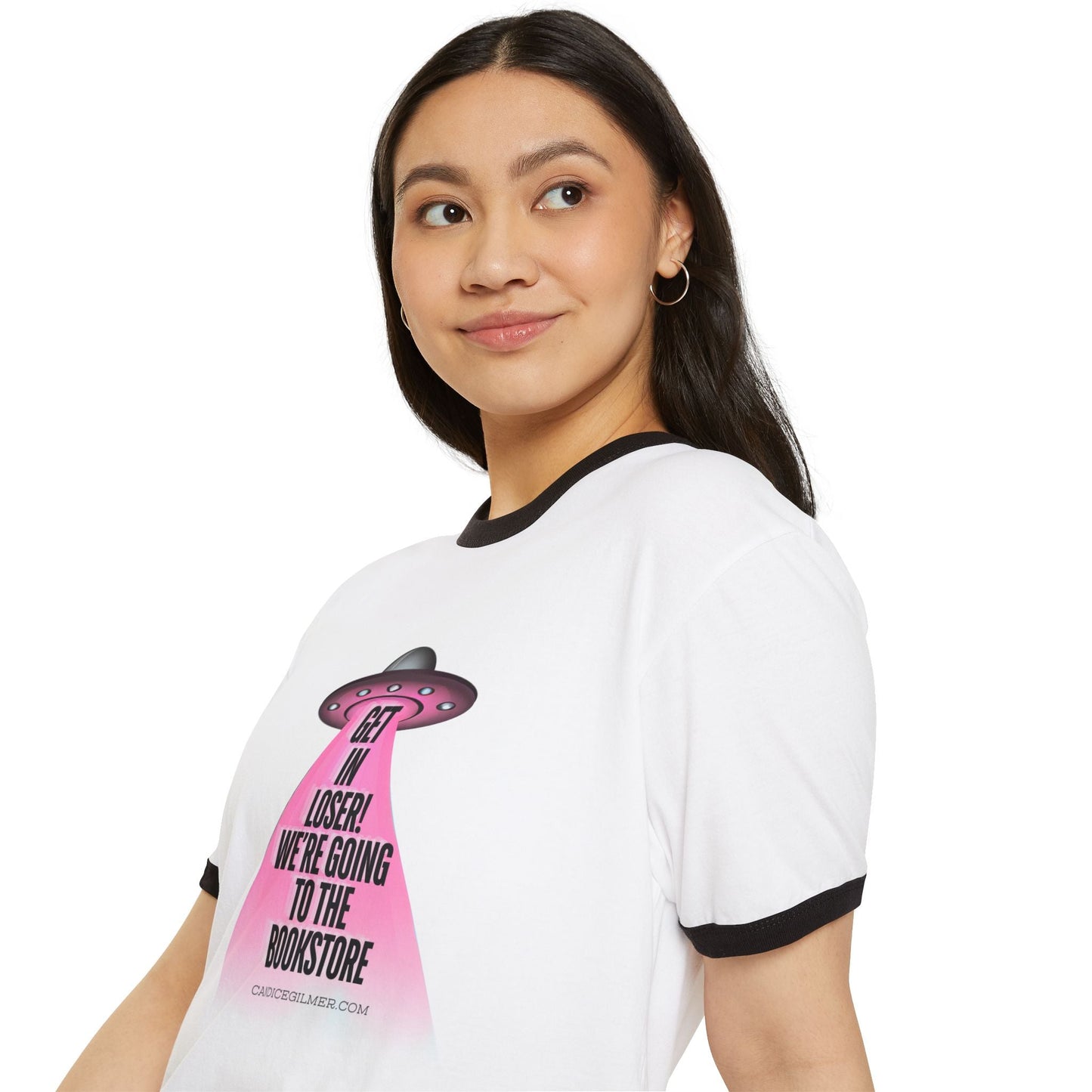 Get in Loser! We're Going to the Bookstore Ringer T-Shirt - Candice Gilmer Books