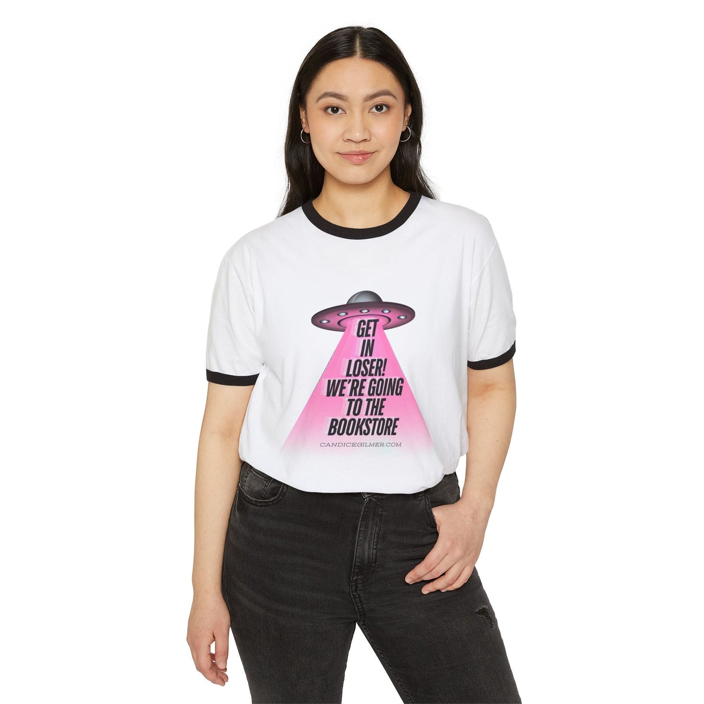 Get in Loser! We're Going to the Bookstore Ringer T-Shirt - Candice Gilmer Books