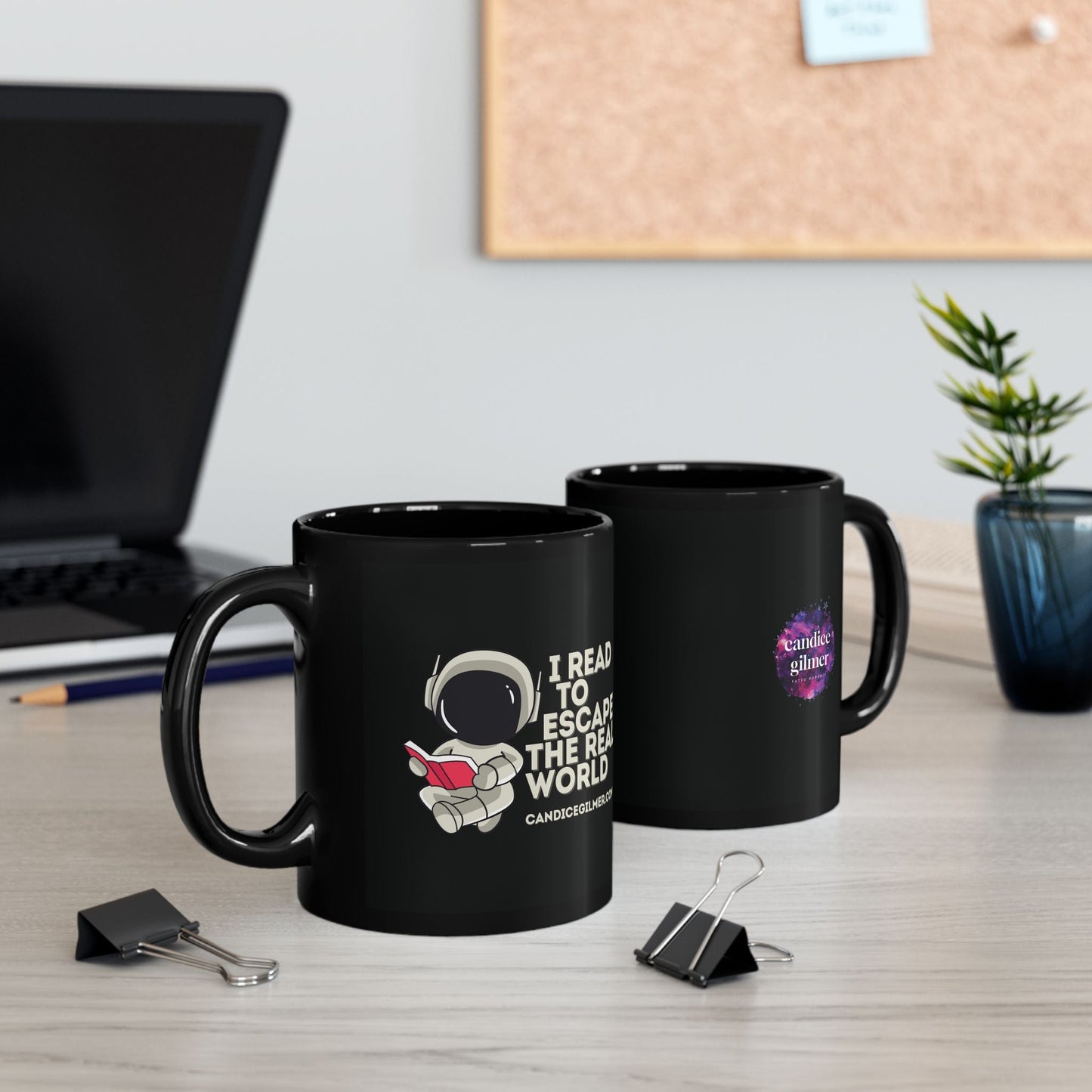 I Read to Escape Black Coffee Mug Book Lover's Coffee Cup - Candice Gilmer Books