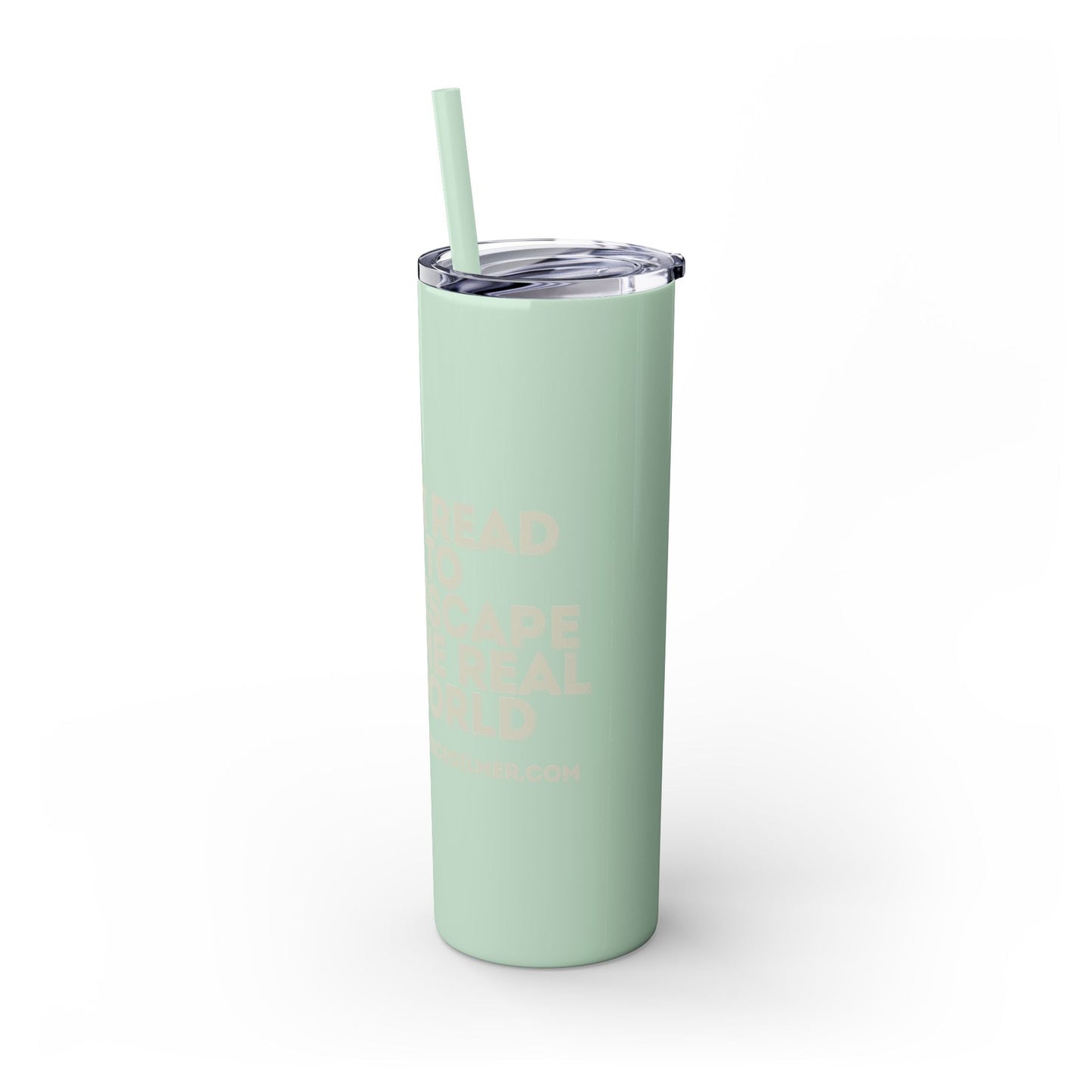 I Read to Escape the Real World Skinny Glitter Tumbler with Straw, Perfect for Space Lovers, Travel Mug, Coffee Cup, Drinkware - Candice Gilmer Books