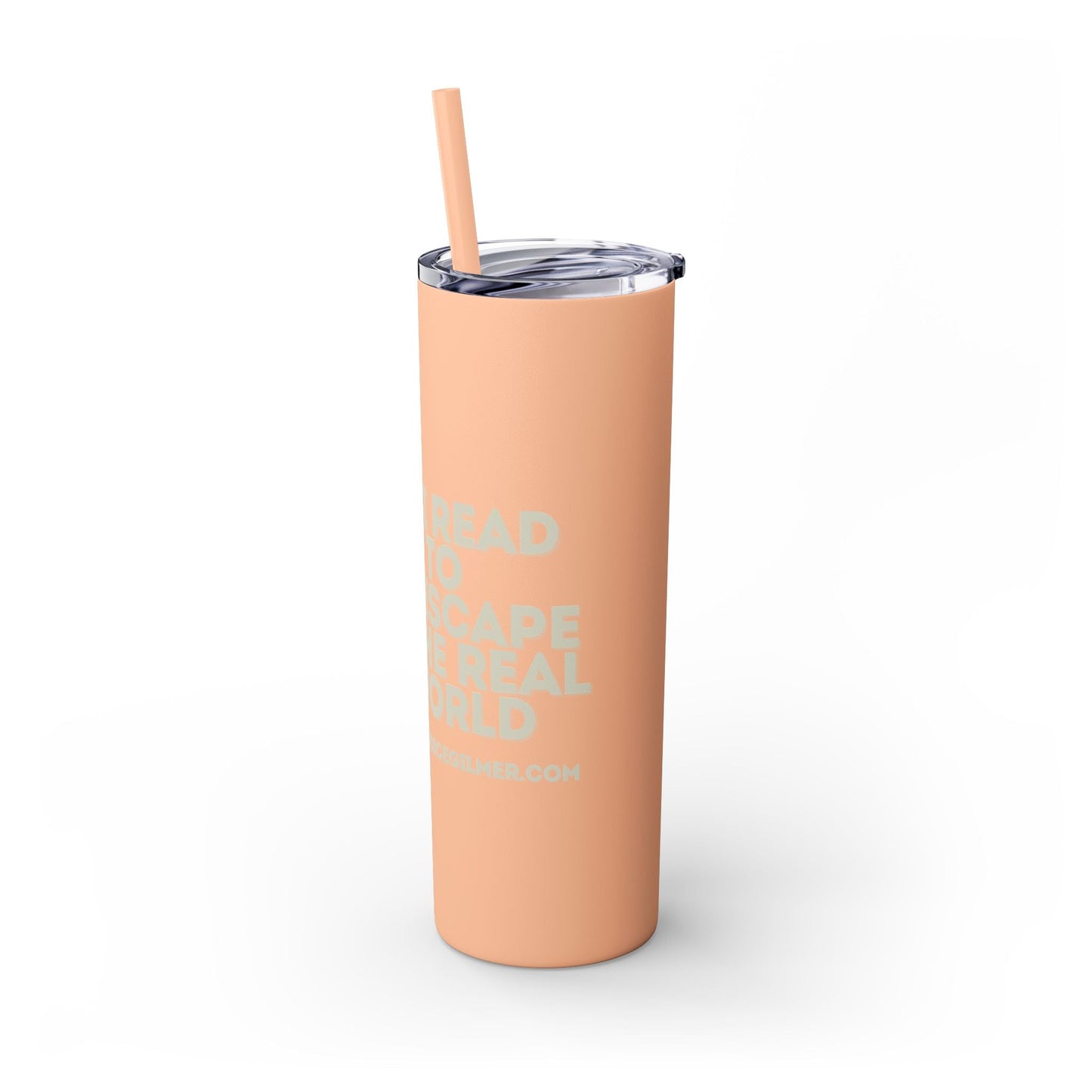 I Read to Escape the Real World Skinny Glitter Tumbler with Straw, Perfect for Space Lovers, Travel Mug, Coffee Cup, Drinkware - Candice Gilmer Books