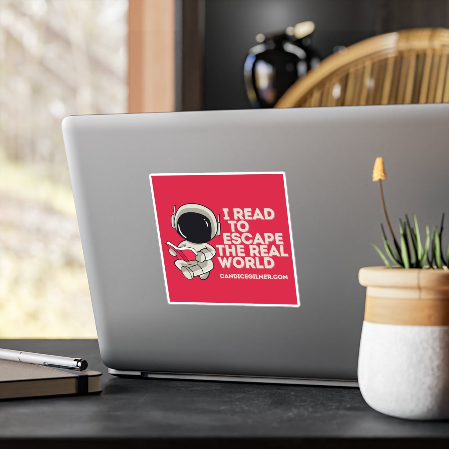 Read to Escape the Real World Sticker - Candice Gilmer Books