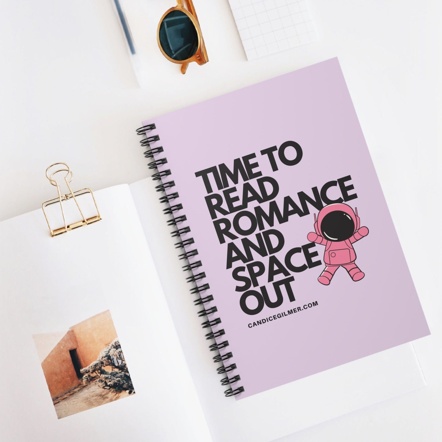Time to Read Romance and Space Out Spiral Notebook - Candice Gilmer Books