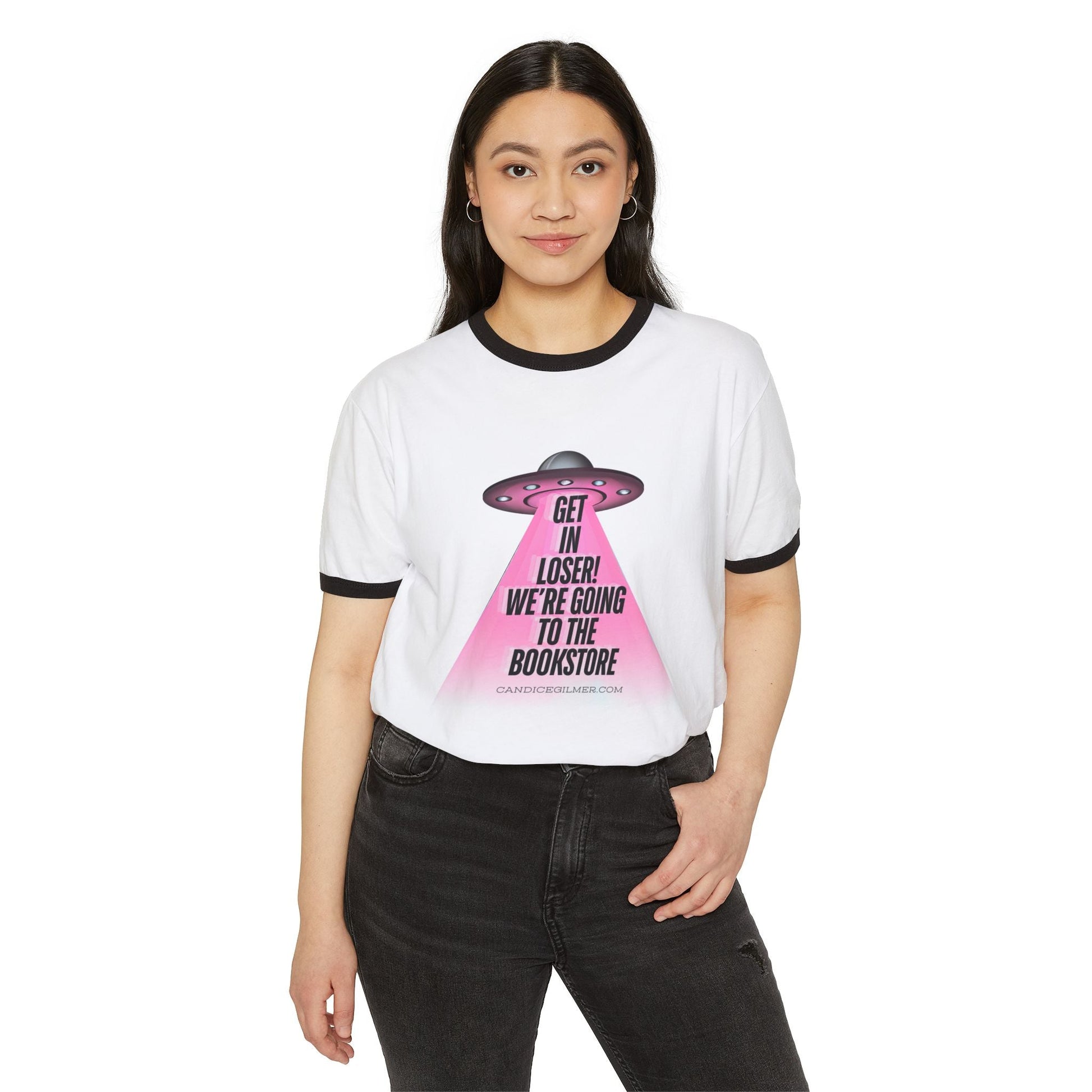 Get in Loser! We're Going to the Bookstore Ringer T-Shirt - Candice Gilmer Books