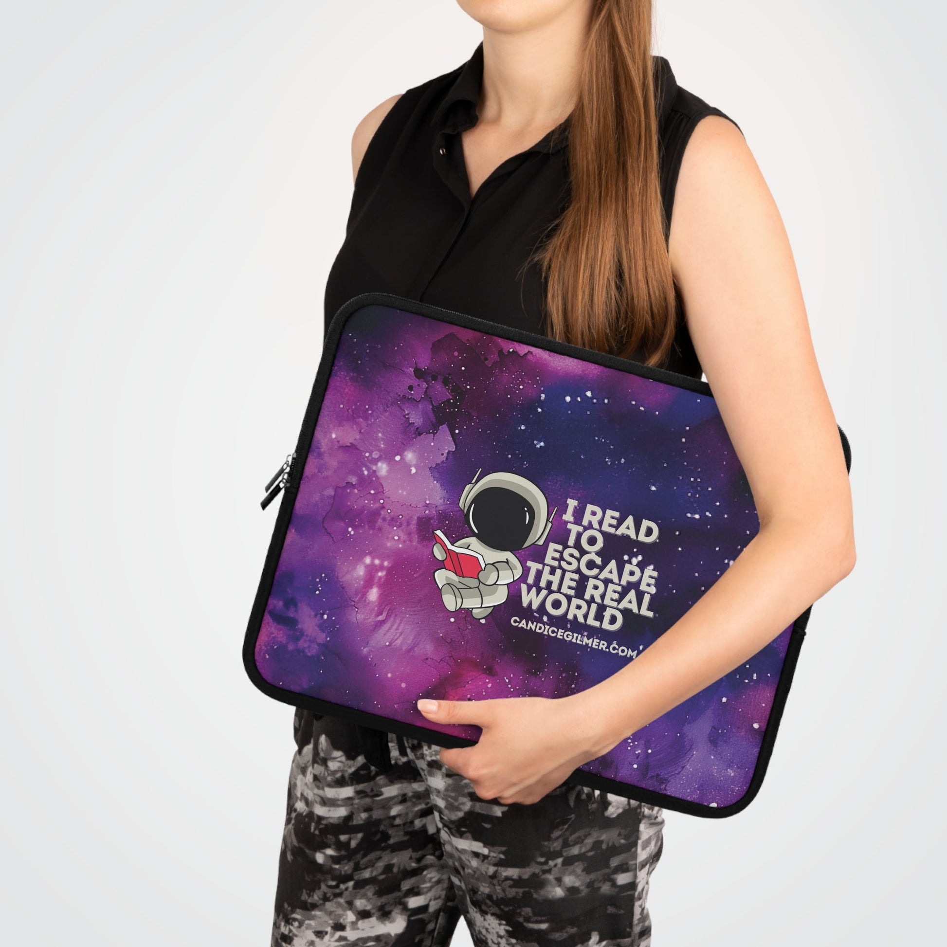 I Read To Escape The Real World Laptop Sleeve - Candice Gilmer Books